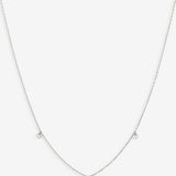 Trio diamond floating necklace in solid 14k white gold