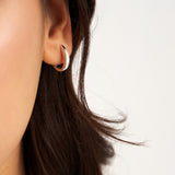 14k white gold tapered hoop earrings